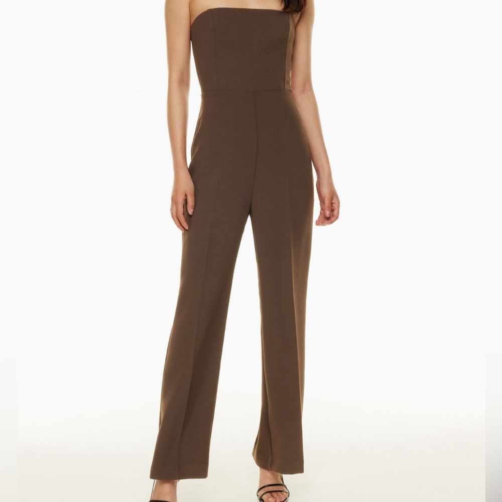 Aritzia Strapless Wide-Leg Jumpsuit in Brown